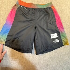 The North Face Hydrenaline Shorts Mens Small Black Rainbow Gradient Wind Shorts